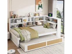 Merax Cama Diván|Sofá cama - 90 x 200 cm + 90 x 190 cm - Canapé - Madera de pino + contrachapado + MDF -