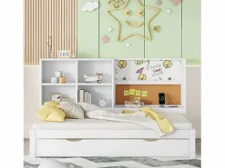 Merax Cama Nido|Sofá cama - 90 x 200 cm - múltiples espacios de almacenamiento - con puerto USB y tablero de dibujo - Panel -