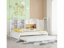 Merax Cama Nido|Sofá cama - 90 x 200 cm - múltiples espacios de almacenamiento - con puerto USB y tablero de dibujo - Panel -