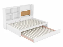 Merax Cama Nido|Sofá cama - 90 x 200 cm - múltiples espacios de almacenamiento - con puerto USB y tablero de dibujo - Panel -
