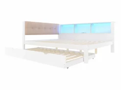 ModernLuxe Cama Diván|Cama Con Almacenaje|Sofá cama 140×200 cm - con cama nido - con tira LED luminosa - con puerto USB - (colchón no incluido)