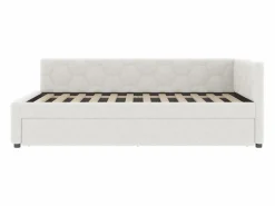 ModernLuxe Sofá cama 140×200 cm - con cama nido - con puerto USB + Type-C - (sin colchón) Blanco