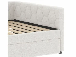 ModernLuxe Sofá cama 140×200 cm - con cama nido - con puerto USB + Type-C - (sin colchón) Blanco
