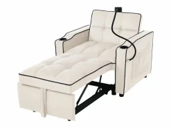 Sillón Cama|Sofá cama 3 en 1 con portavasos y soporte para teléfono, terciopelo, (83 x 167 x 76 cm)