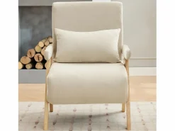 Merax Sofá cama 3 en 1, plegable - 64 x 68,5 x 93 cm - Tejido de lino - Con función de descanso Beige