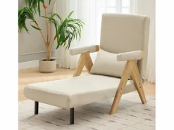 Merax Sofá cama 3 en 1, plegable - 64 x 68,5 x 93 cm - Tejido de lino - Con función de descanso Beige