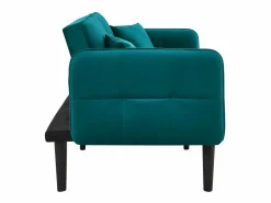 Sofá cama 2 en 1 regulable - Respaldo regulable - Patas de sofá de madera y cojines incluidos - Terciopelo - 176 x 78 x 76 cm - Verde Outlet