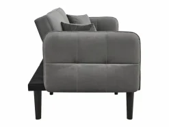Sofá cama 2 en 1 regulable - Respaldo regulable - Patas de madera y cojines incluidos - Terciopelo - 176 x 78 x 76 cm - Gris Sale