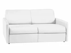 Vente-unique Sofá cama 3 plazas de piel sintética blanca - Colchón de espuma 18 cm - CALIFE Blanco Online