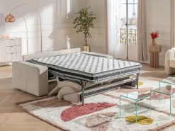 Vente-unique Sofá - 4 Plazas|Sofá De Tela|Sofá cama 3 plazas exprés en tela texturizada 160 cm colchón 16 cm DAVISO