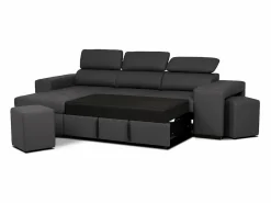 Sofá Cama 3 Plazas con Chaise Longue Reversible Lado Derecho/Izquierdo - Reposacabezas Ajustables - 2 Pufs (263 x 127 x 96 cm) - JOHN^ Outlet