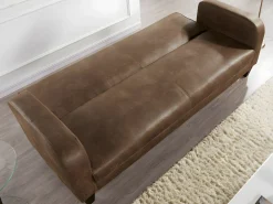 Vente-unique Todos Los Sofás|Sofá Vintage|Sofá cama 3 plazas tela aspecto vintage marrón INICIO