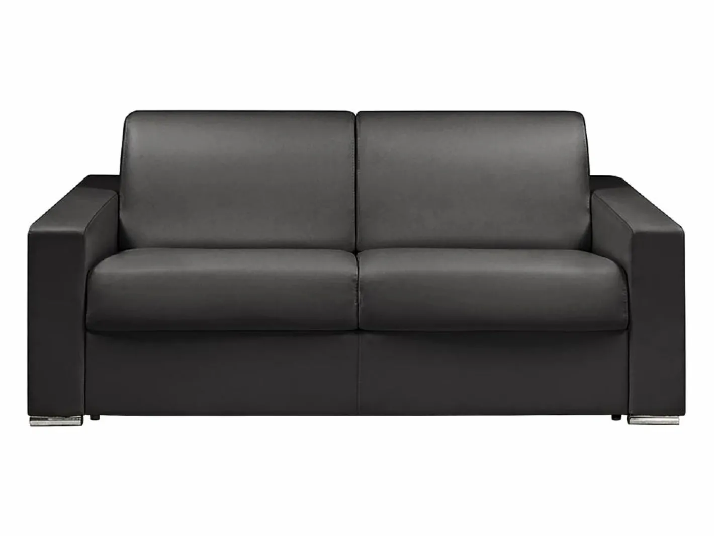 Vente-unique Sofás Y Sillones|Sofá cama 3 plazas tipo italiano piel sintética negra colchón 16 cm - CALITO