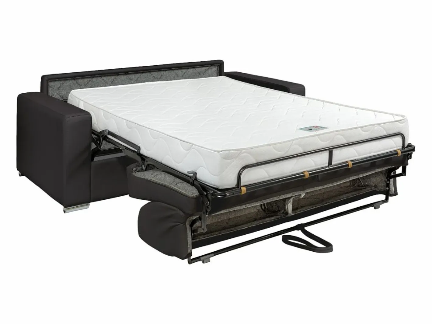 Vente-unique Sofás Y Sillones|Sofá cama 3 plazas tipo italiano piel sintética negra colchón 16 cm - CALITO