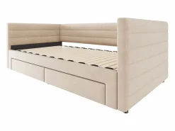 ModernLuxe Sofá cama acolchado 90×190 cm - con 2 cajones - con somier de láminas - (colchón no incluido) Beige New