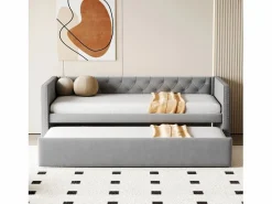 Sofá cama acolchado en terciopelo - 90/180x200 cm - marco de cama nido - con somier de láminas -^ModernLuxe Online