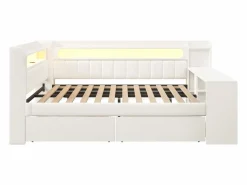 Sofá cama acolchado 140x200 cm - con puertos USB y LED - con escritorio y 2 cajones - (sin colchón)^ModernLuxe Clearance
