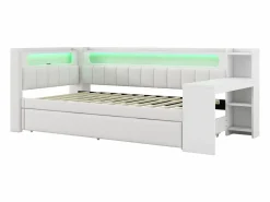 Sofá cama acolchado 90x200 cm - con puertos USB y LED - con cama nido y escritorio - (sin colchón)^ModernLuxe Sale