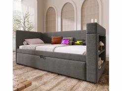 Sofá cama acolchonado 90x190 cm - con cama extensible 90x190 cm - con puertos USB y Type-C - con portavasos - (sin colchón)^ModernLuxe Online