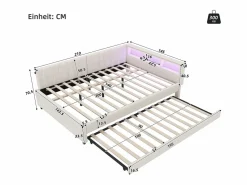 Hauss Spole Sofá cama adulto 140x200cm lino con cama nido 90x190cm, LED y USB, somier de láminas, sin colchón Beige Sale