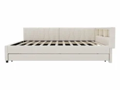 Hauss Spole Sofá cama adulto 140x200cm lino con cama nido 90x190cm, LED y USB, somier de láminas, sin colchón Beige Sale