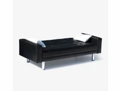 Modus Sofa Sofás De Piel Sintética|Sofá cama biplaza de cuero artificial con reposabrazos y cojines Agata Pronto Letto -