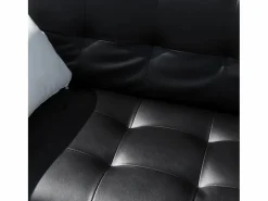 Modus Sofa Sofás De Piel Sintética|Sofá cama biplaza de cuero artificial con reposabrazos y cojines Agata Pronto Letto -