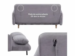 SENHO Sofá cama BZ de 2 plazas en terciopelo acanalado para huéspedes - ARI Gris New