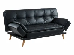 Sofá cama clic-clac 3 plazas piel sintética negra ZARINA^Vente-unique