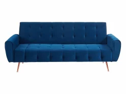 Sofá cama clic-clac de 3 plazas de terciopelo azul POLANI^Vente-unique Hot