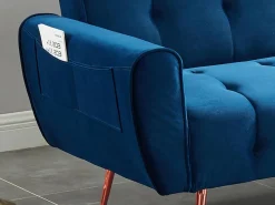 Sofá cama clic-clac de 3 plazas de terciopelo azul POLANI^Vente-unique Hot