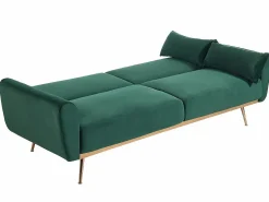 Vente-unique Sofá cama clic-clac de 3 plazas de terciopelo verde LAUNEI Verde pino New