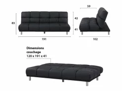 SENHO Sofá Vintage|Sofá cama clic-clac de 3 plazas estilo retro setentero con acabado en PU - MELLOW