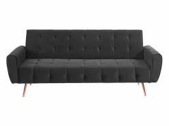 Vente-unique Sofá De Terciopelo|Sofá - 3 Plazas|Sofá cama clic-clac de 3 plazas de terciopelo gris POLANI