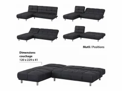 Sofá cama clic-clac de 2 plazas con chaise longue reversible en PU - MELLOW^SENHO