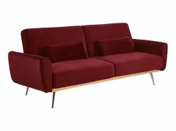 Vente-unique Todos Los Sofás|Sofá Vintage|Sofá cama clic-clac de 3 plazas de terciopelo rojo LAUNEI