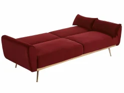 Vente-unique Todos Los Sofás|Sofá Vintage|Sofá cama clic-clac de 3 plazas de terciopelo rojo LAUNEI