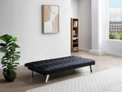 Vente-unique Sofá - 2 Plazas|Sofás De Piel Sintética|Sofá cama clic-clac de piel sintética GUILLAUME