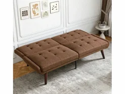 Sofá cama compacto moderno multifunción ideal para salón tapizado lino marrón^ Clearance