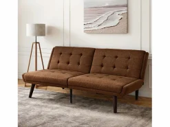 Sofá cama compacto moderno multifunción ideal para salón tapizado lino marrón^ Clearance