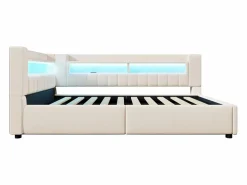 Sofá cama con almacenamiento 140 x 200 cm - con puerto USB Type-C - con iluminación LED - ​ (colchón no incluido)^ModernLuxe Best