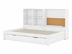 ModernLuxe Sofá cama con cama nido - 90x200 cm - con tablero de dibujo y compartimentos de almacenamiento - Blanco Marru00f3n