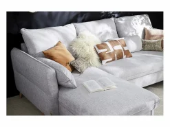 Miliboo Sofá cama con chaise longue a la derecha y canapé - DRISS Gris claro Outlet