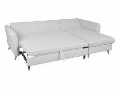 Miliboo Sofá cama con chaise longue a la derecha y canapé - DRISS Gris claro Outlet