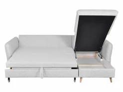 Miliboo Sofá cama con chaise longue a la derecha y canapé - DRISS Gris claro Outlet