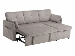 Sofá Modular|Sofá cama con chaiselongue intercambiable y bolsillos laterales cojines incluidos diseño moderno pana para salón(Sin colchón)