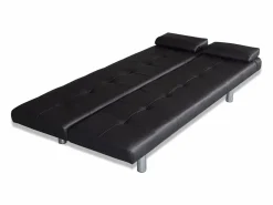 Clicnbuy Sofá cama con dos cojines cuero artificial ajustable Negro