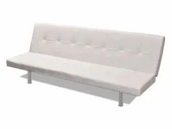 Clicnbuy Sofá cama con dos cojines cuero artificial ajustable Crema Online