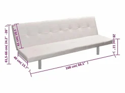 Clicnbuy Sofá cama con dos cojines cuero artificial ajustable Crema Online