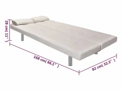 Clicnbuy Sofá cama con dos cojines cuero artificial ajustable Crema Online